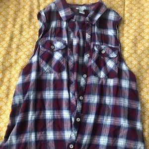 Sleeveless Flannel Shirt